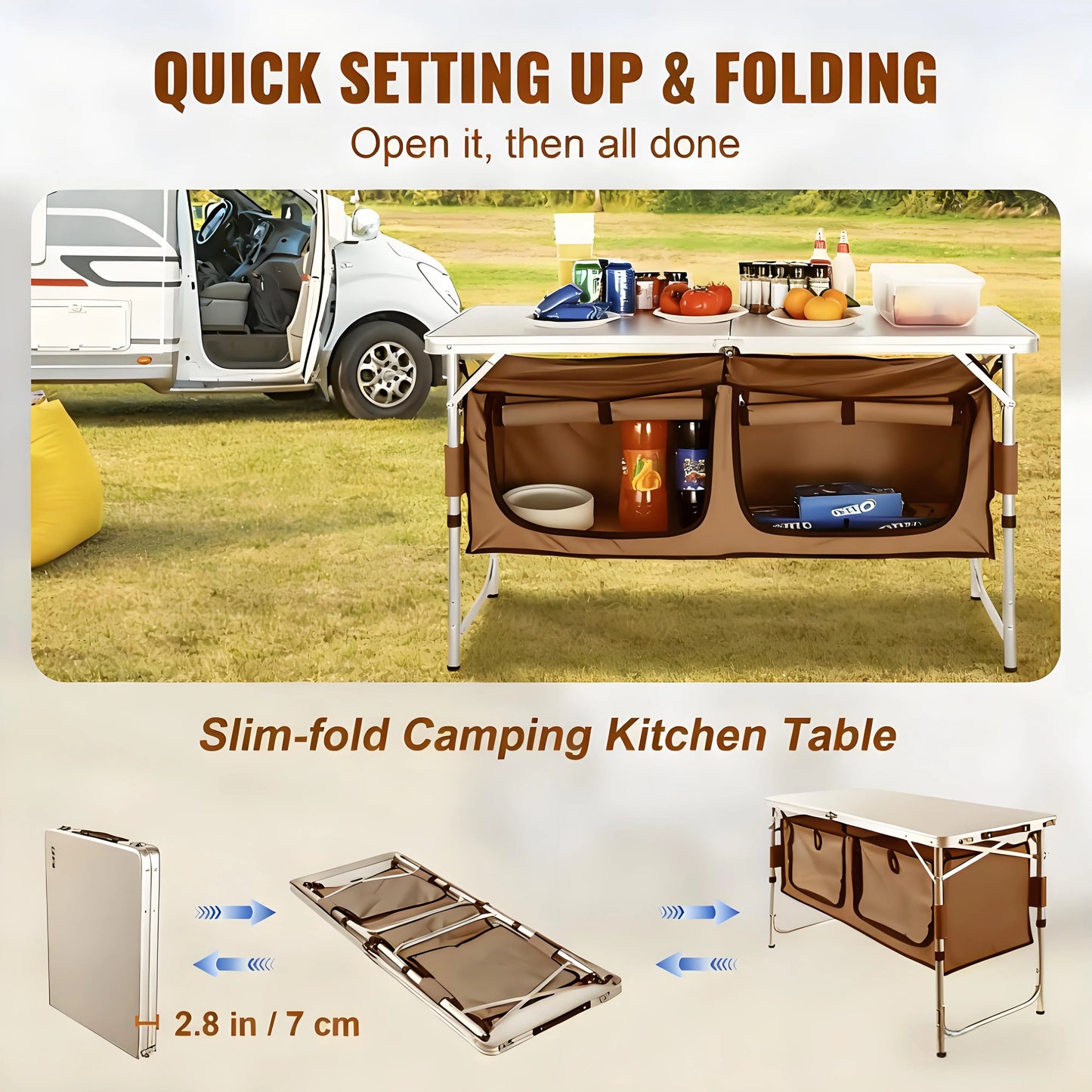 Camping Kitchen Highlight Folding Camping Table - Set Up an Outdoor Cooking Station in Seconds