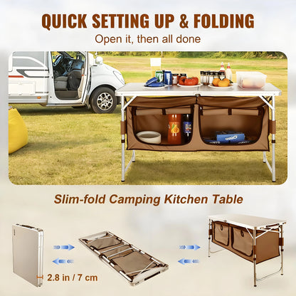 Camping Kitchen Highlight Folding Camping Table - Set Up an Outdoor Cooking Station in Seconds