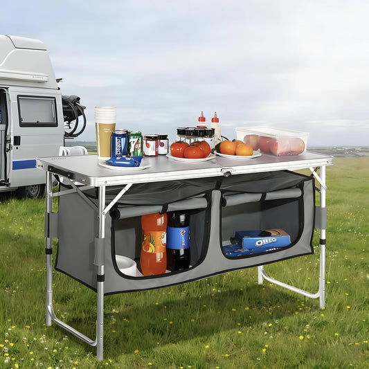 Camping Kitchen Highlight Folding Camping Table - Set Up an Outdoor Cooking Station in Seconds