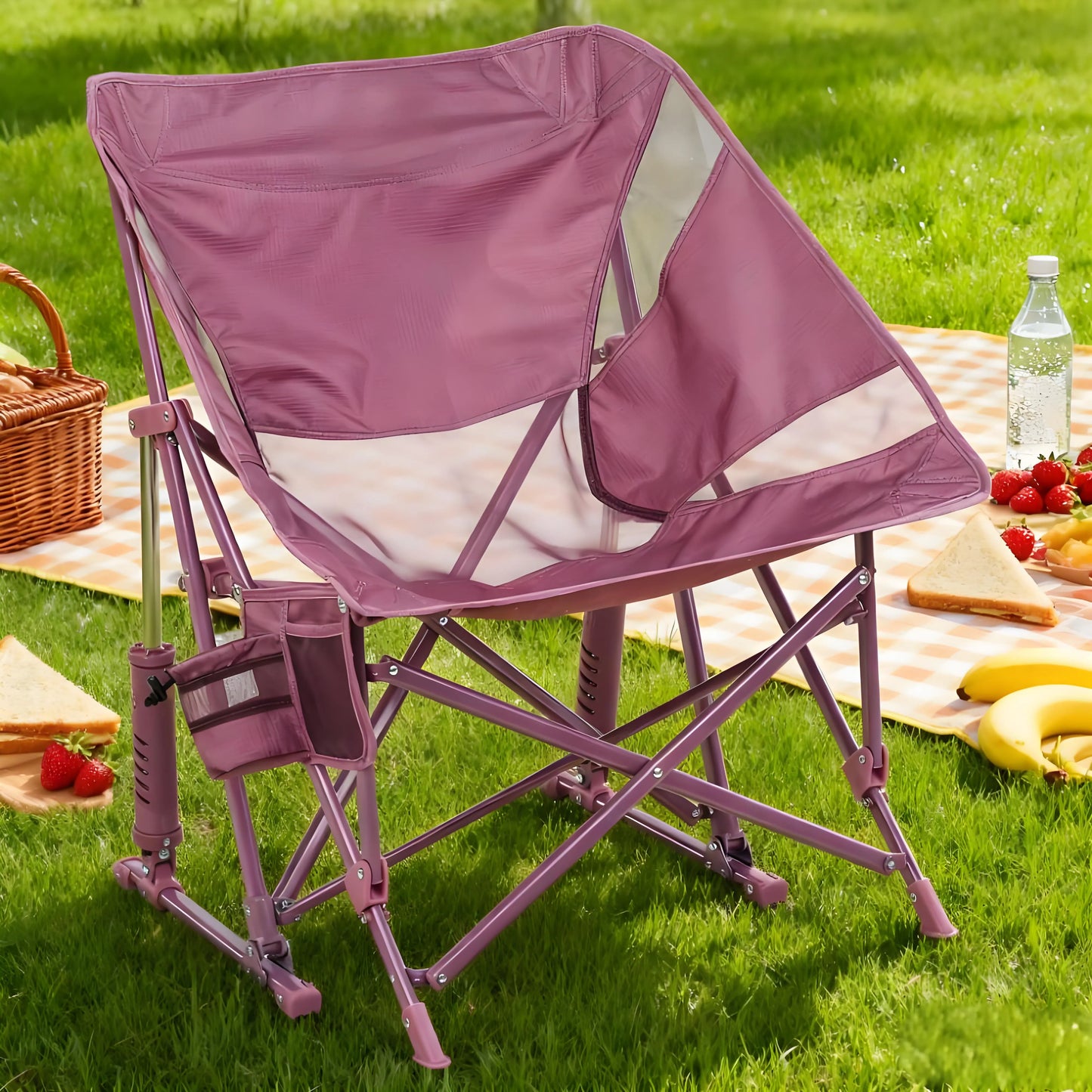 Universal for Camping/Picnics/Beaches! The "Breathable" Rocking Folding Chair Makes Outdoor Time More Comfortable