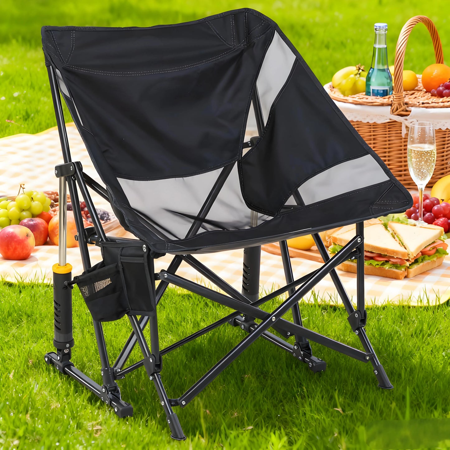 Universal for Camping/Picnics/Beaches! The "Breathable" Rocking Folding Chair Makes Outdoor Time More Comfortable